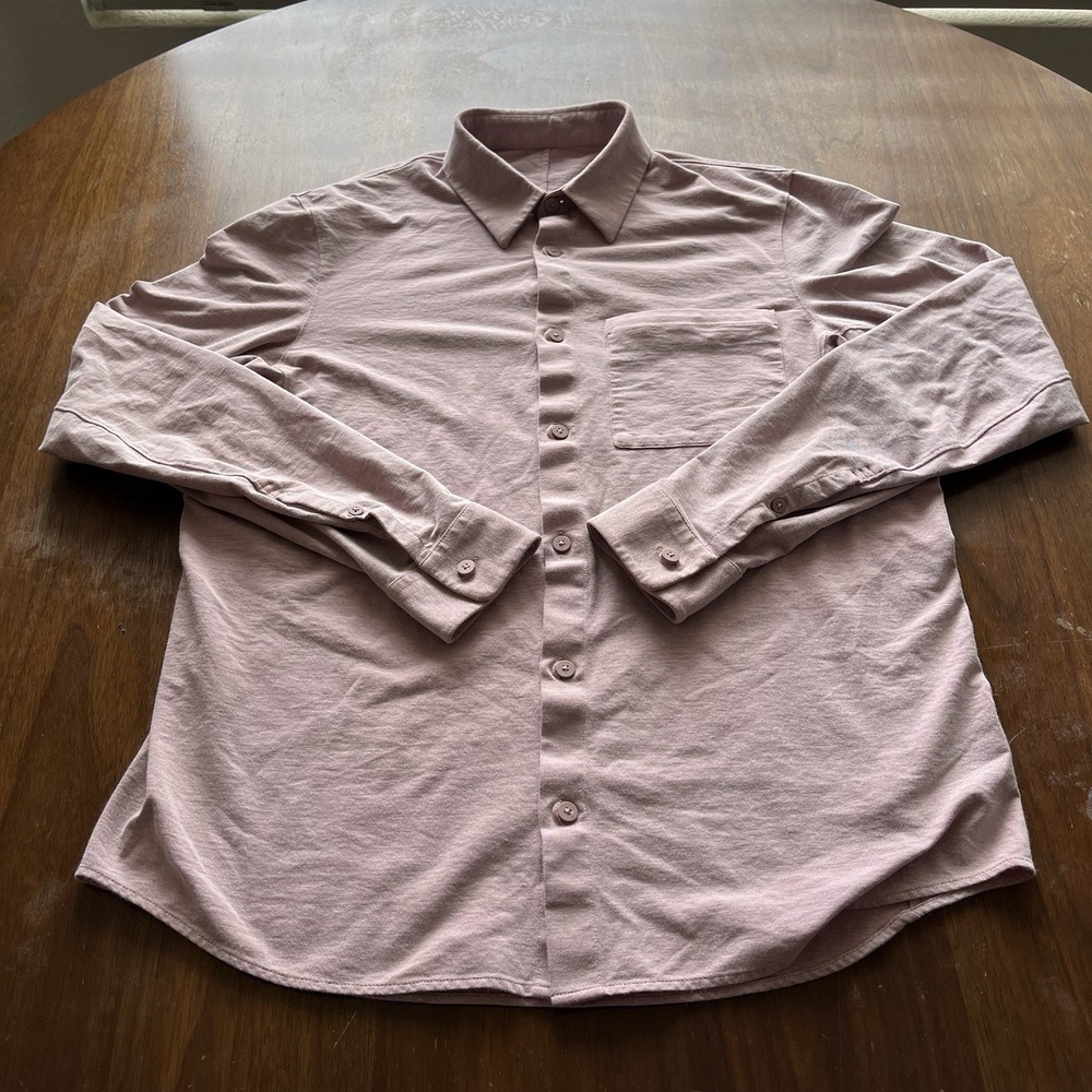 Lululemon Commission Button Down Long Sleeve Shirt Light Pink - L - Picture 2 of 11